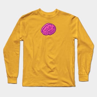 Brain Cartoon Illustration Long Sleeve T-Shirt